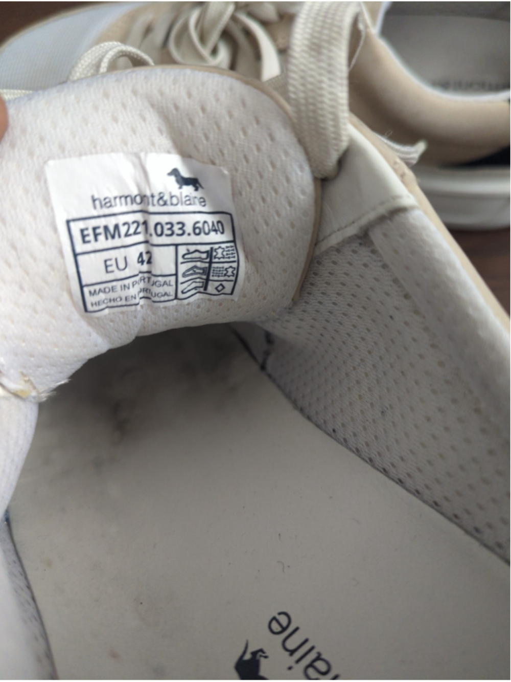 Men's Harmont & Blaine Sneakers in Beige and Blue with Side Logo - Picture 13 of 14